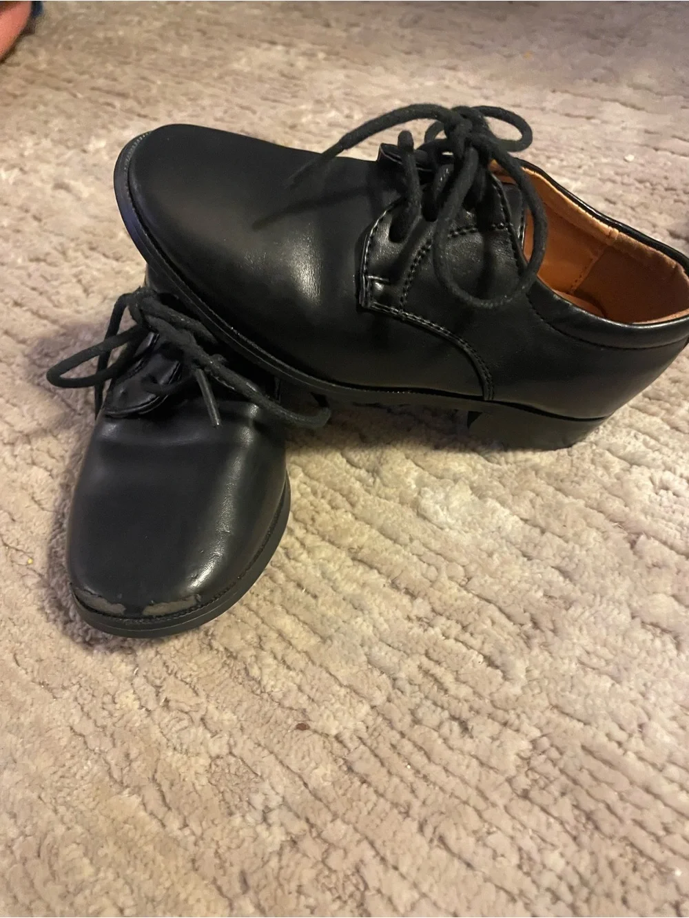Tip Top Kids Black Lace-Up Dress Shoes